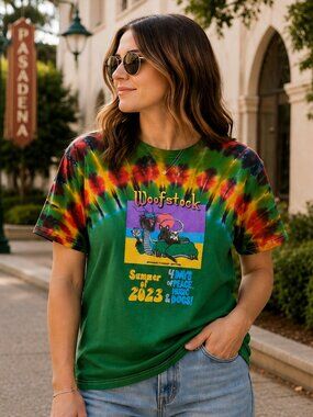 Woofstock Summer 2023 Tie-Dye Graphic T-Shirt